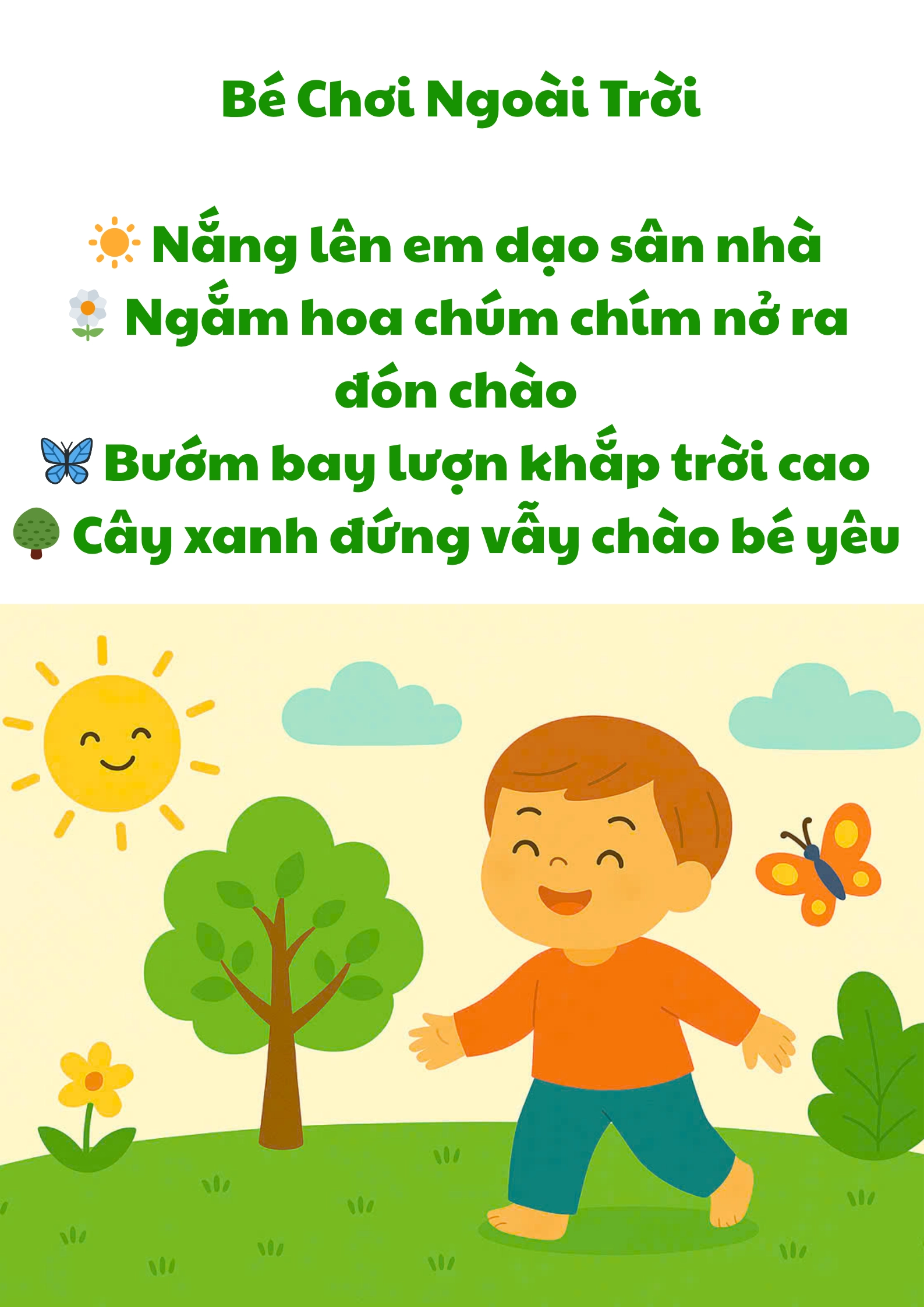 Bé chơi ngoài trời
